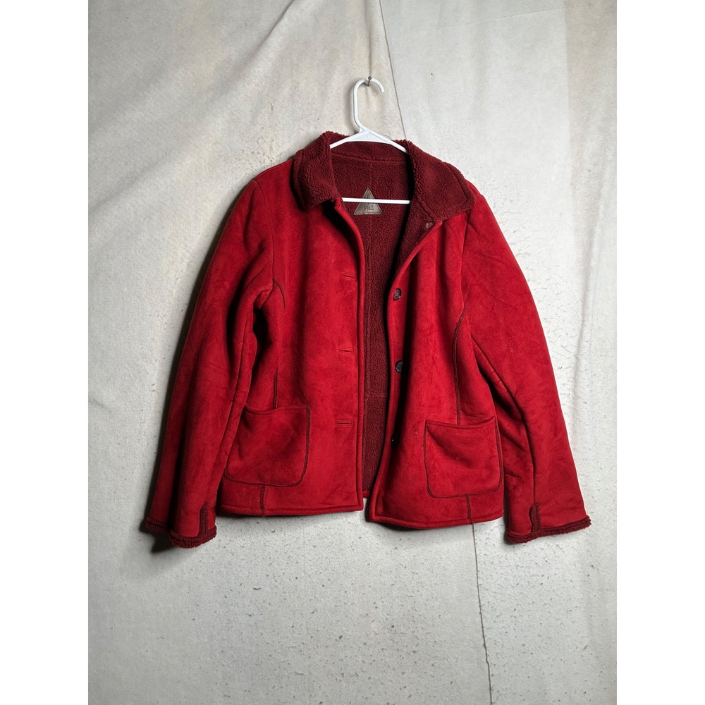 Vintage Fjall Red Faux Suede Sherpa Lined Jacket Made in USA Size Medium